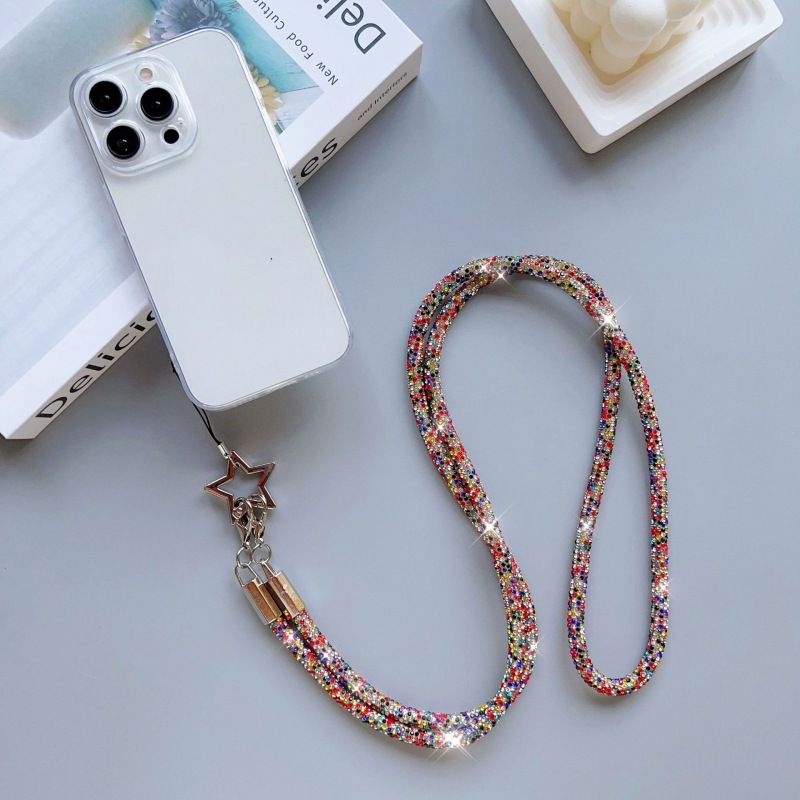Šnúrka na telefón s príveskom päťcípej hviezdy, ručne vyrobená zo zliatiny