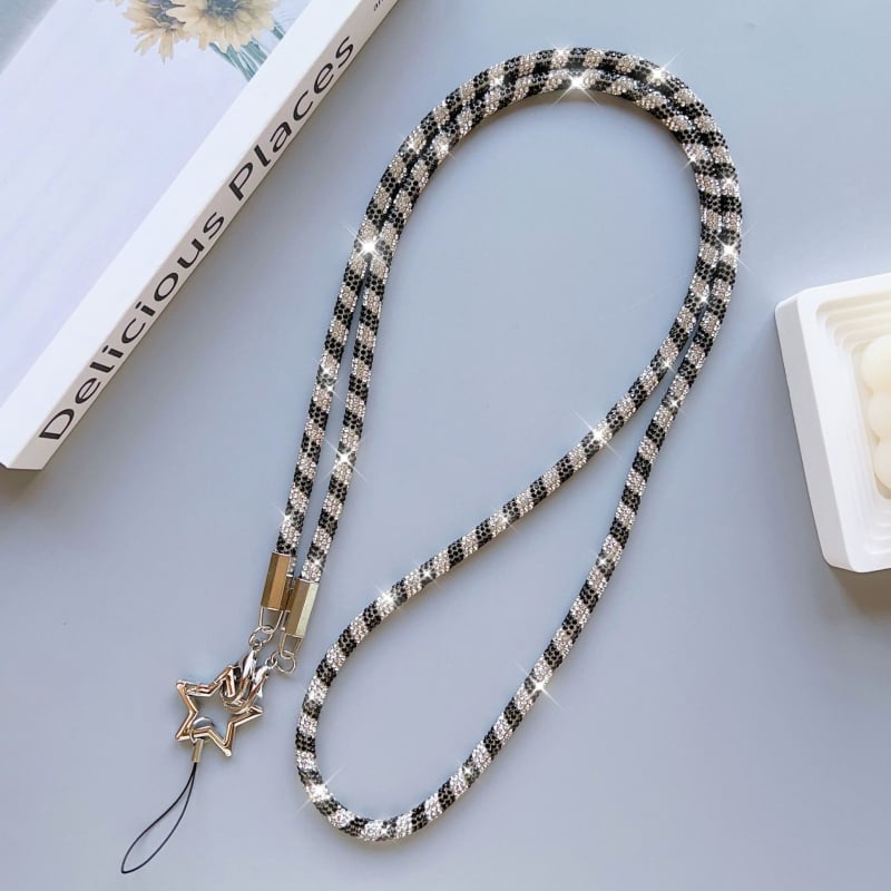 Šnúrka na telefón s príveskom päťcípej hviezdy, ručne vyrobená zo zliatiny