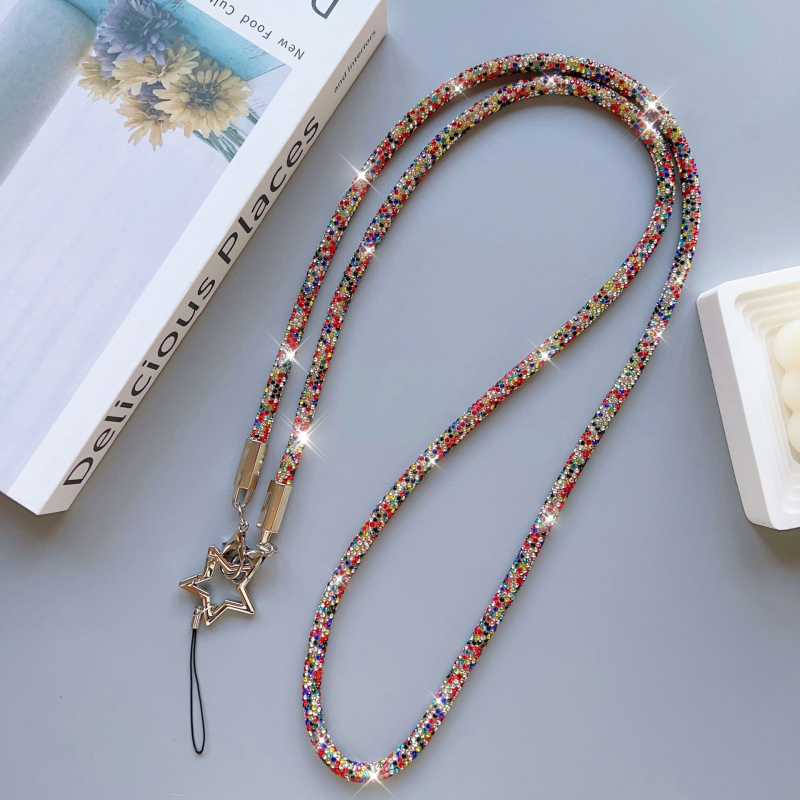 Šnúrka na telefón s príveskom päťcípej hviezdy, ručne vyrobená zo zliatiny