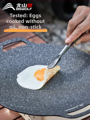 Lauko kasetės viryklės grilio keptuvė – nešiojama, neprilipstant, iš geležies; Prekės ženklas: Bswolf (kempingui)