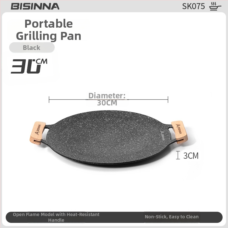 Lauko kasetės viryklės grilio keptuvė – nešiojama, neprilipstant, iš geležies; Prekės ženklas: Bswolf (kempingui)