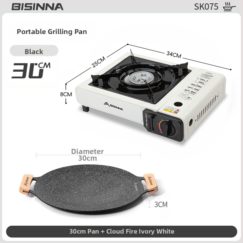 Lauko kasetės viryklės grilio keptuvė – nešiojama, neprilipstant, iš geležies; Prekės ženklas: Bswolf (kempingui)