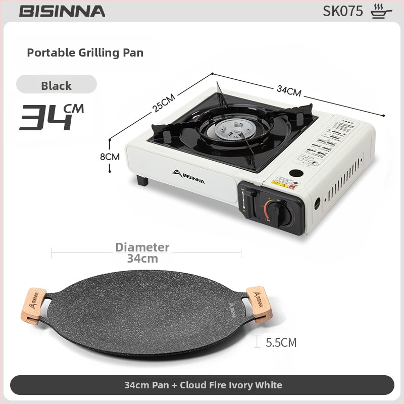 Lauko kasetės viryklės grilio keptuvė – nešiojama, neprilipstant, iš geležies; Prekės ženklas: Bswolf (kempingui)