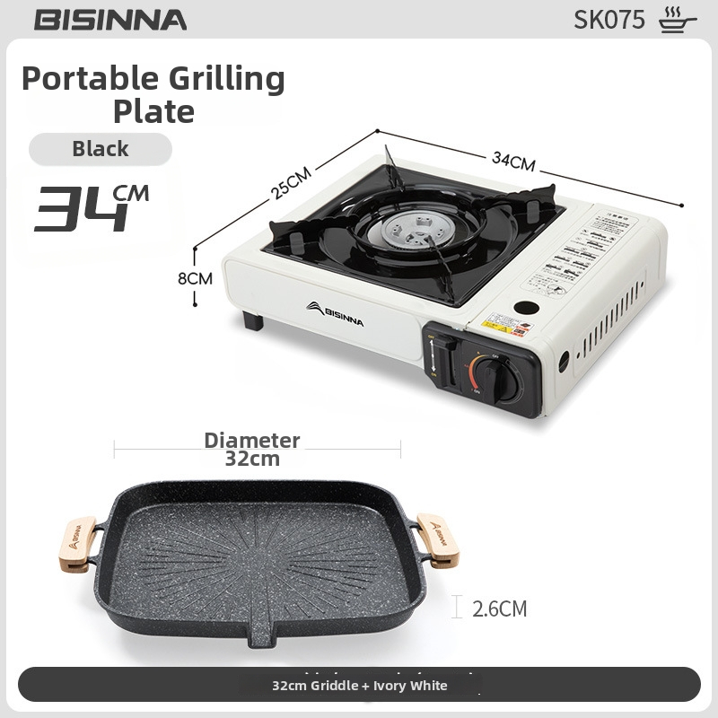 Lauko kasetės viryklės grilio keptuvė – nešiojama, neprilipstant, iš geležies; Prekės ženklas: Bswolf (kempingui)