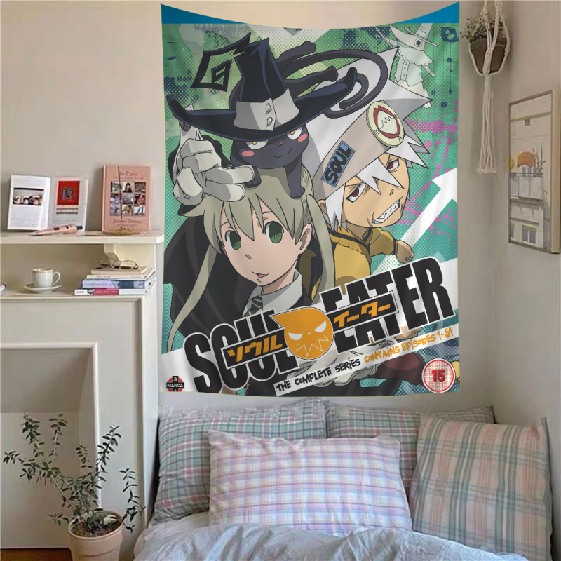 Tapeta s anime témou a hippie kvetmi, polyester, digitálny tepelný prenos, obdĺžnikový tvar, obsah vlákien 71-80%