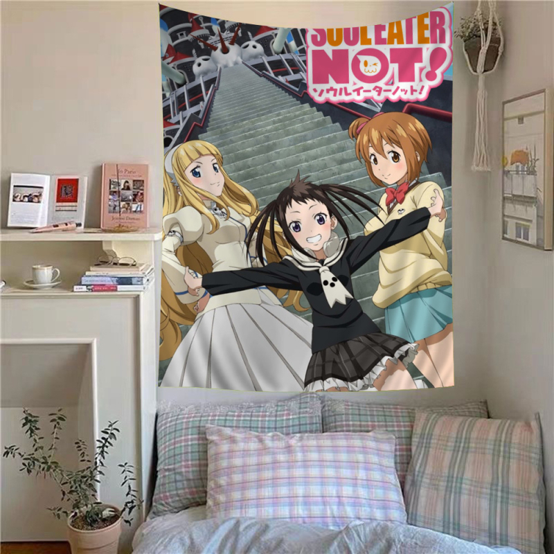 Tapeta s anime témou a hippie kvetmi, polyester, digitálny tepelný prenos, obdĺžnikový tvar, obsah vlákien 71-80%