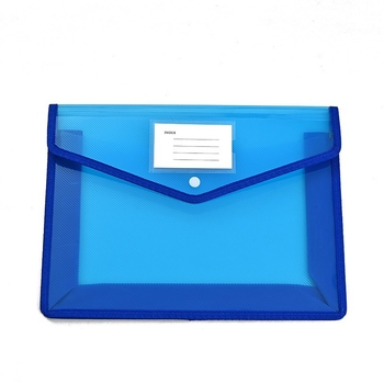 3D taška na dokumenty s diagonálnym vzorom, priehľadný PP materiál, zapínanie na gombík, štvorcový tvar