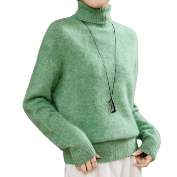Dámsky sveter z vlny 95%+, golier Turn-Down, voľný strih, dlhé rukávy, normálna dĺžka 50–65 cm
