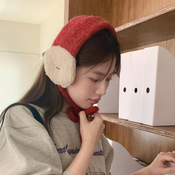 Ušné náušníky z vlneného zmesi Patchwork pletené, vetruodolné, pre ženy