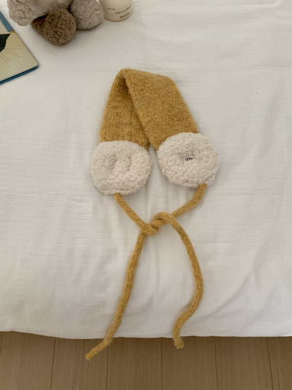 Ušné náušníky z vlneného zmesi Patchwork pletené, vetruodolné, pre ženy