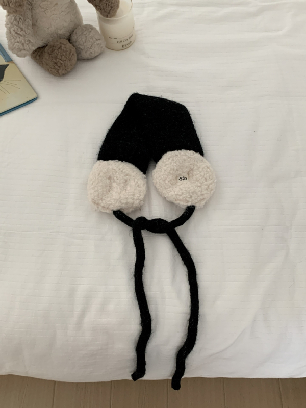 Ušné náušníky z vlneného zmesi Patchwork pletené, vetruodolné, pre ženy