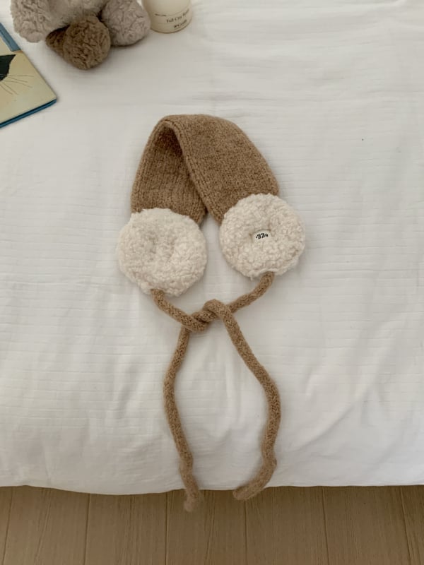 Ušné náušníky z vlneného zmesi Patchwork pletené, vetruodolné, pre ženy