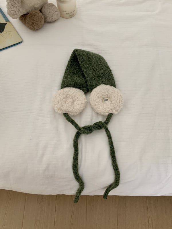 Ušné náušníky z vlneného zmesi Patchwork pletené, vetruodolné, pre ženy