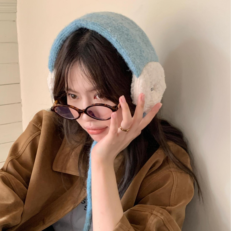 Ušné náušníky z vlneného zmesi Patchwork pletené, vetruodolné, pre ženy