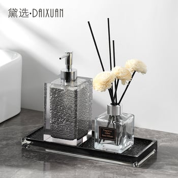 Sticluţă dozatoare pentru dezinfectant de mână pentru baie de hotel, set cu pompă de loțiune și tavă pentru chiuvetă – set de trei până la patru piese, ambalaj cosmetic