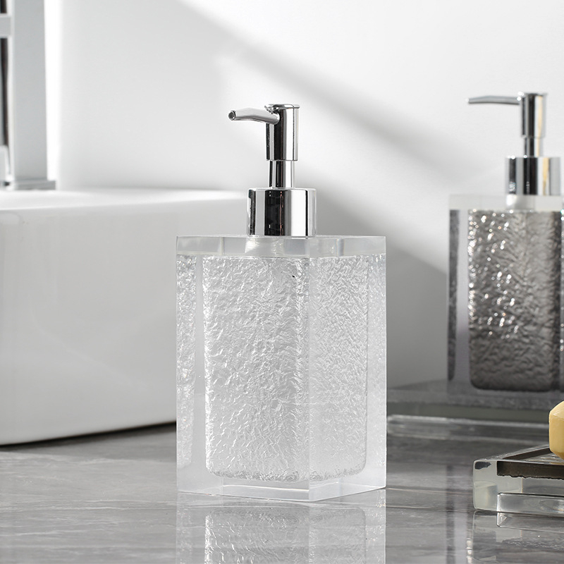 Sticluţă dozatoare pentru dezinfectant de mână pentru baie de hotel, set cu pompă de loțiune și tavă pentru chiuvetă – set de trei până la patru piese, ambalaj cosmetic