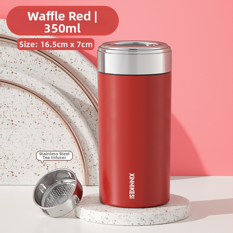 Mini termosová šálka pre ženy, prenášateľná a kompaktná, oddelenie čaju a vody; vnútorný tank 316 SS, vonkajší plášť 304 SS, vákuová izolácia 0–6 h, možnosť potlače loga