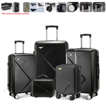 5-osaline kohvrite komplekt 360° ratastega, luku avamisega, ABS+PC korpus, paroolilukk, teleskoopkäepide