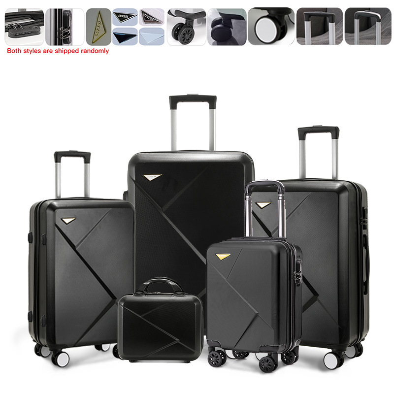 5-osaline kohvrite komplekt 360° ratastega, luku avamisega, ABS+PC korpus, paroolilukk, teleskoopkäepide