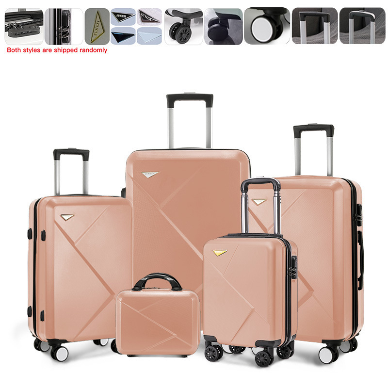 5-osaline kohvrite komplekt 360° ratastega, luku avamisega, ABS+PC korpus, paroolilukk, teleskoopkäepide