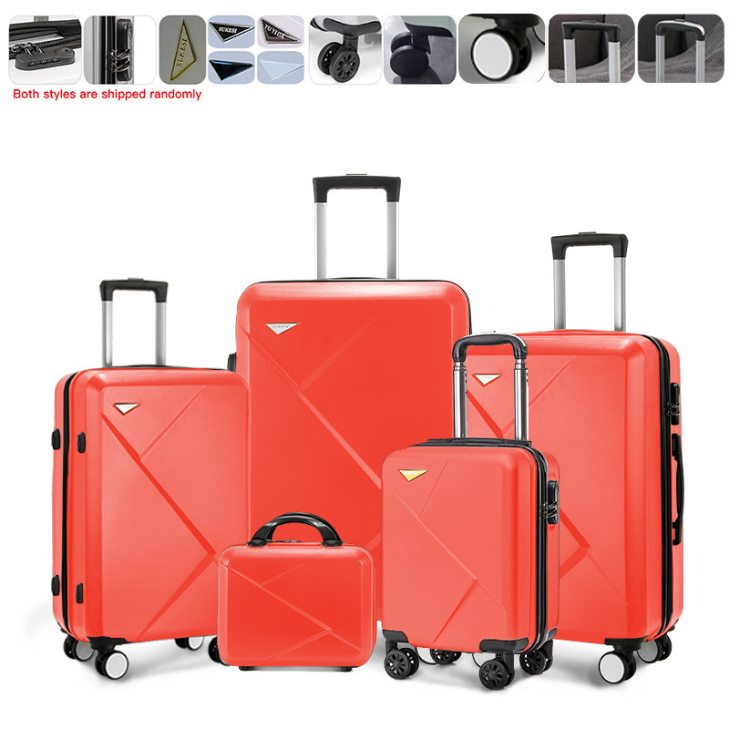 5-osaline kohvrite komplekt 360° ratastega, luku avamisega, ABS+PC korpus, paroolilukk, teleskoopkäepide