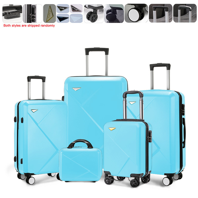 5-osaline kohvrite komplekt 360° ratastega, luku avamisega, ABS+PC korpus, paroolilukk, teleskoopkäepide