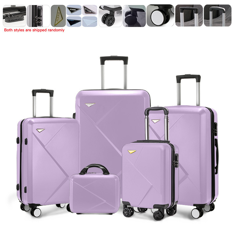 5-osaline kohvrite komplekt 360° ratastega, luku avamisega, ABS+PC korpus, paroolilukk, teleskoopkäepide