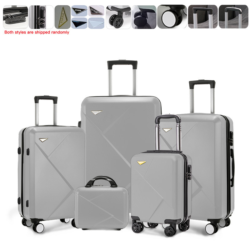 5-osaline kohvrite komplekt 360° ratastega, luku avamisega, ABS+PC korpus, paroolilukk, teleskoopkäepide