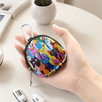 PU nahast mündikott loomamustriga, linnaline minimalistlik stiil, veekindel, mitmekülgne mini kott kõrvaklappide ja võtmete jaoks