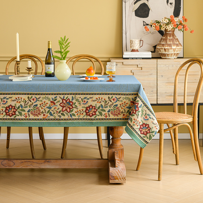 Laudlina pastoralse tikandiga, polüester, ristkülikukujuline, mitte libisev ja kulumiskindel