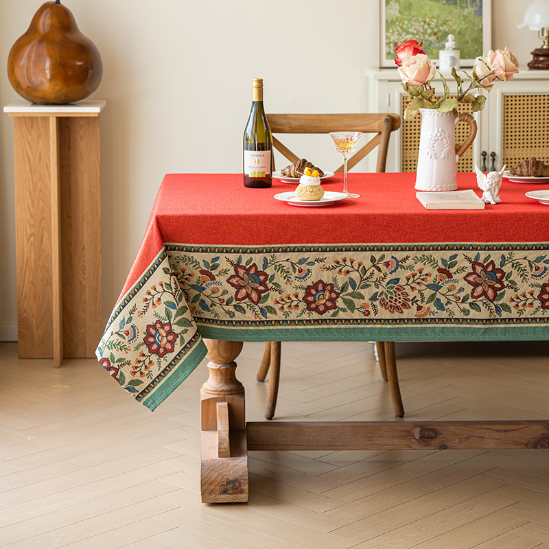 Laudlina pastoralse tikandiga, polüester, ristkülikukujuline, mitte libisev ja kulumiskindel