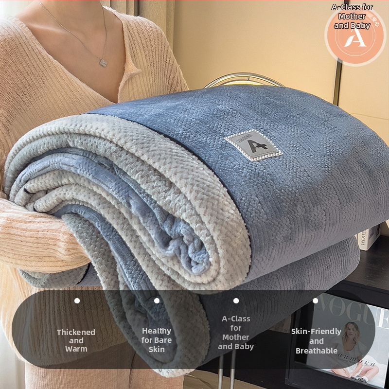 Pletená deka - jednofarebný vzor, flanelová deka, polyesterová vlákna, hmotnosť nad 5000 g, na jeseň a zimu