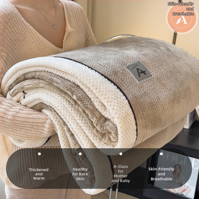 Pletená deka - jednofarebný vzor, flanelová deka, polyesterová vlákna, hmotnosť nad 5000 g, na jeseň a zimu