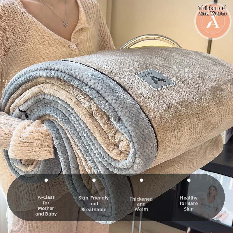 Pletená deka - jednofarebný vzor, flanelová deka, polyesterová vlákna, hmotnosť nad 5000 g, na jeseň a zimu