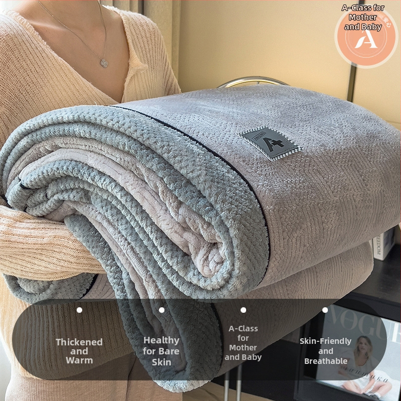 Pletená deka - jednofarebný vzor, flanelová deka, polyesterová vlákna, hmotnosť nad 5000 g, na jeseň a zimu