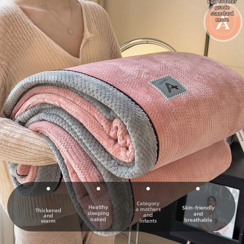 Pletená deka - jednofarebný vzor, flanelová deka, polyesterová vlákna, hmotnosť nad 5000 g, na jeseň a zimu