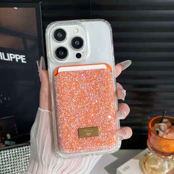 Magneetkaartide hoidja kristallidega, PU materjal, universaalne, linnaline minimalistlik stiil, igapäevaseks kasutamiseks