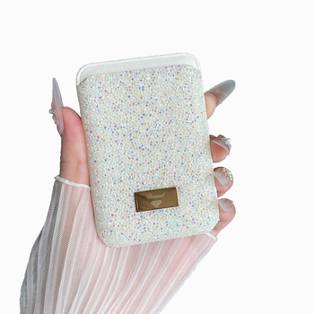 Magneetkaartide hoidja kristallidega, PU materjal, universaalne, linnaline minimalistlik stiil, igapäevaseks kasutamiseks