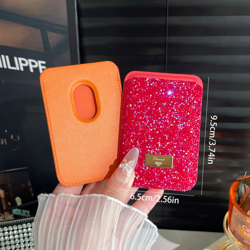 Magneetkaartide hoidja kristallidega, PU materjal, universaalne, linnaline minimalistlik stiil, igapäevaseks kasutamiseks