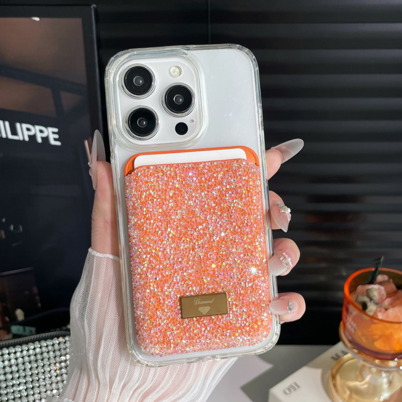 Magneetkaartide hoidja kristallidega, PU materjal, universaalne, linnaline minimalistlik stiil, igapäevaseks kasutamiseks