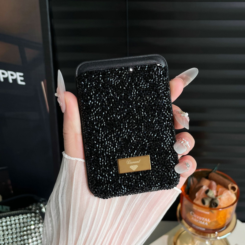 Magneetkaartide hoidja kristallidega, PU materjal, universaalne, linnaline minimalistlik stiil, igapäevaseks kasutamiseks