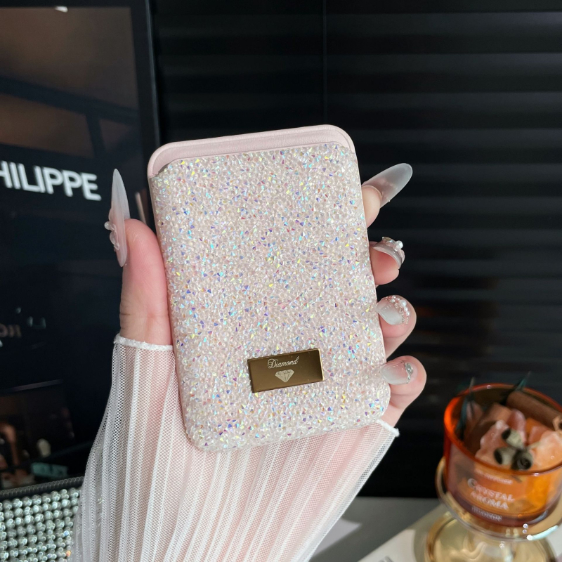 Magneetkaartide hoidja kristallidega, PU materjal, universaalne, linnaline minimalistlik stiil, igapäevaseks kasutamiseks