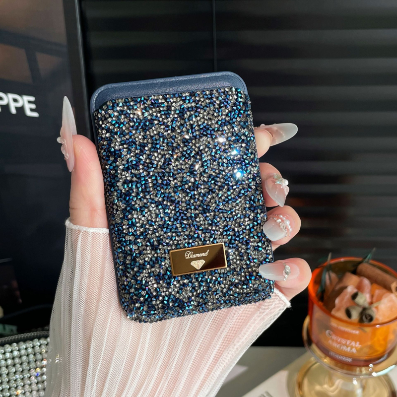 Magneetkaartide hoidja kristallidega, PU materjal, universaalne, linnaline minimalistlik stiil, igapäevaseks kasutamiseks