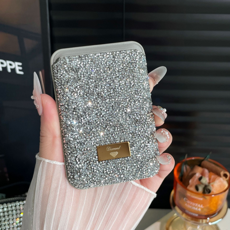 Magneetkaartide hoidja kristallidega, PU materjal, universaalne, linnaline minimalistlik stiil, igapäevaseks kasutamiseks