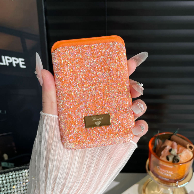 Magneetkaartide hoidja kristallidega, PU materjal, universaalne, linnaline minimalistlik stiil, igapäevaseks kasutamiseks