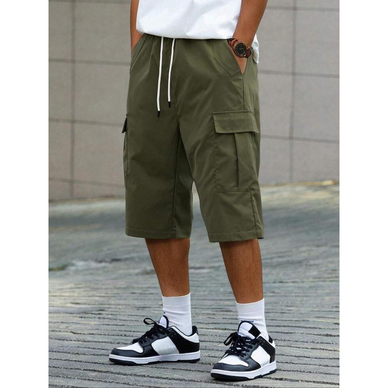 Meeste lühikesed püksid - vaba lõige, 9/10 pikkus, CVC kangas, loodusliku värviga puuvillane, kergelt veniv, retro stiil