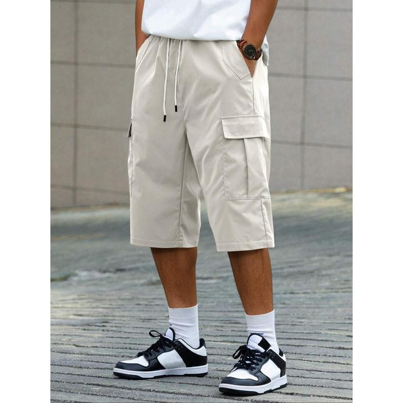 Meeste lühikesed püksid - vaba lõige, 9/10 pikkus, CVC kangas, loodusliku värviga puuvillane, kergelt veniv, retro stiil