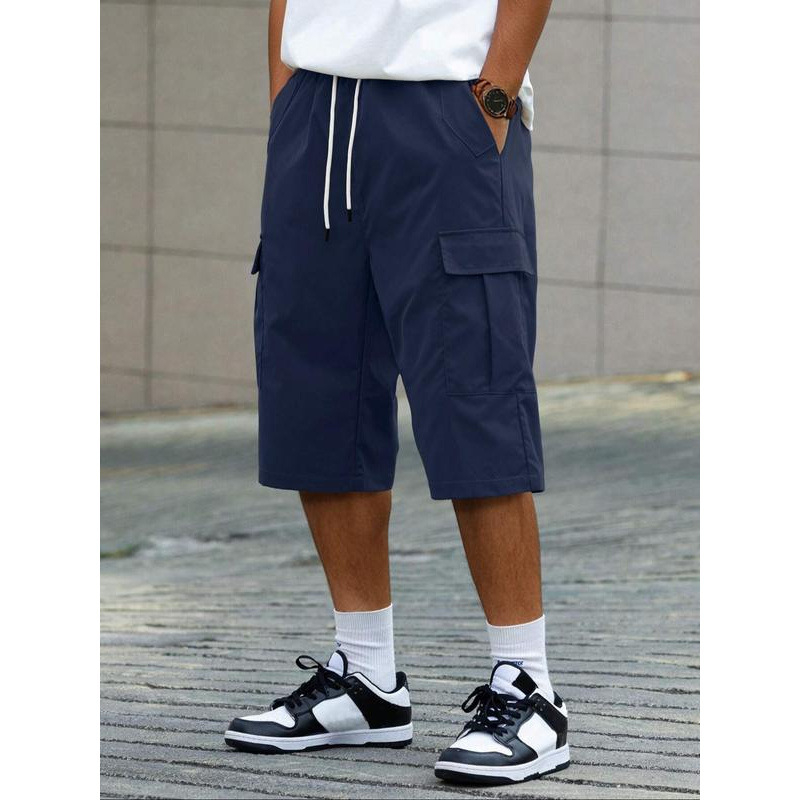 Meeste lühikesed püksid - vaba lõige, 9/10 pikkus, CVC kangas, loodusliku värviga puuvillane, kergelt veniv, retro stiil