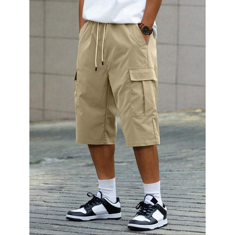 Meeste lühikesed püksid - vaba lõige, 9/10 pikkus, CVC kangas, loodusliku värviga puuvillane, kergelt veniv, retro stiil