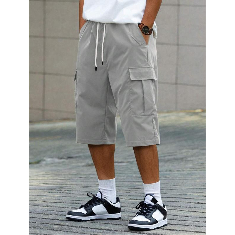 Meeste lühikesed püksid - vaba lõige, 9/10 pikkus, CVC kangas, loodusliku värviga puuvillane, kergelt veniv, retro stiil